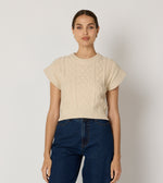 Gigi Cropped Sweater Vest | Cream