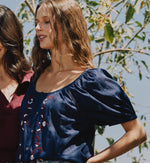 Adeline Blouse | Navy Tops Cleobella