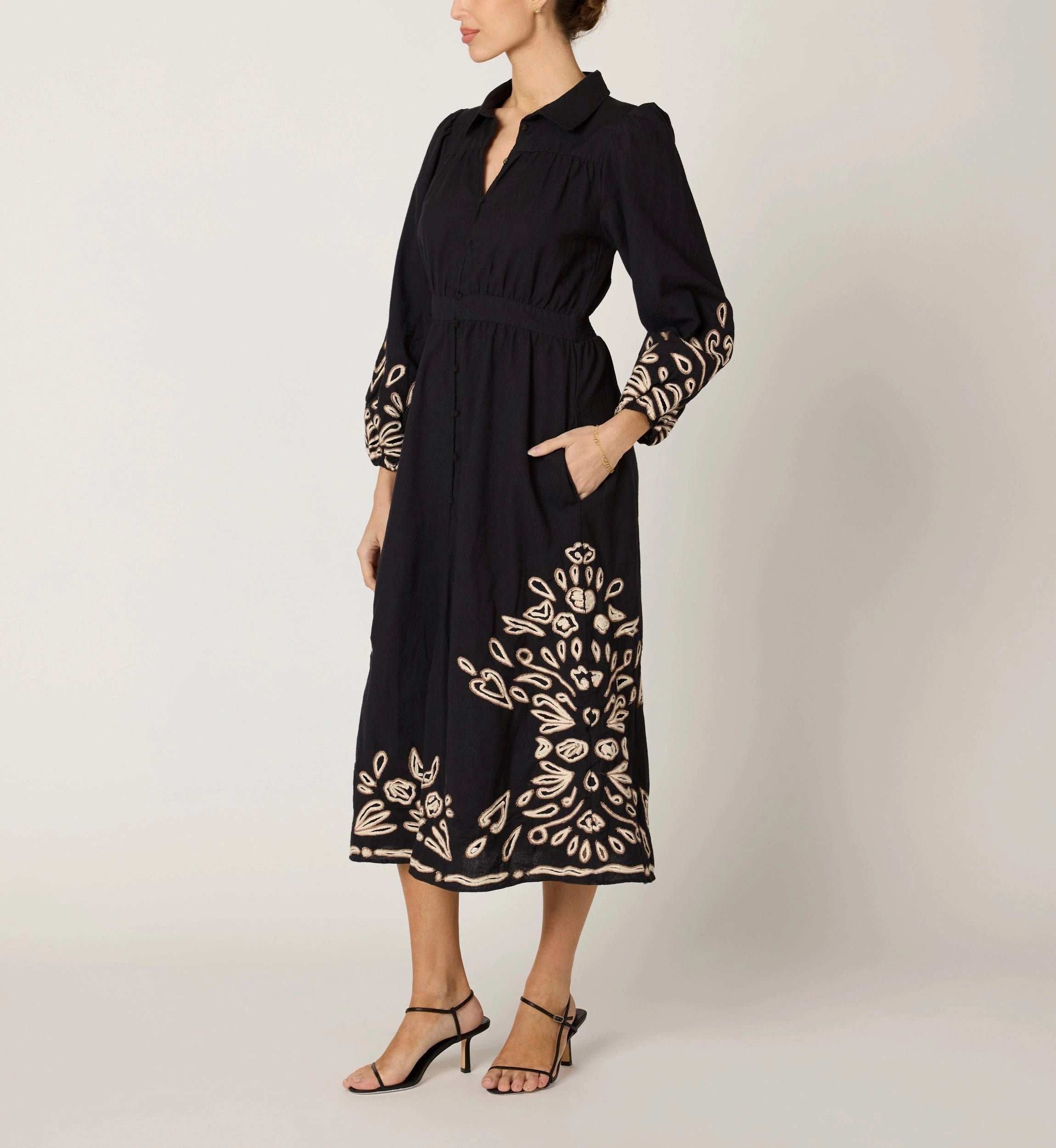 Elyse Midi Dress | Black/Ivory S Elyse Midi Dress | Black/Ivory S