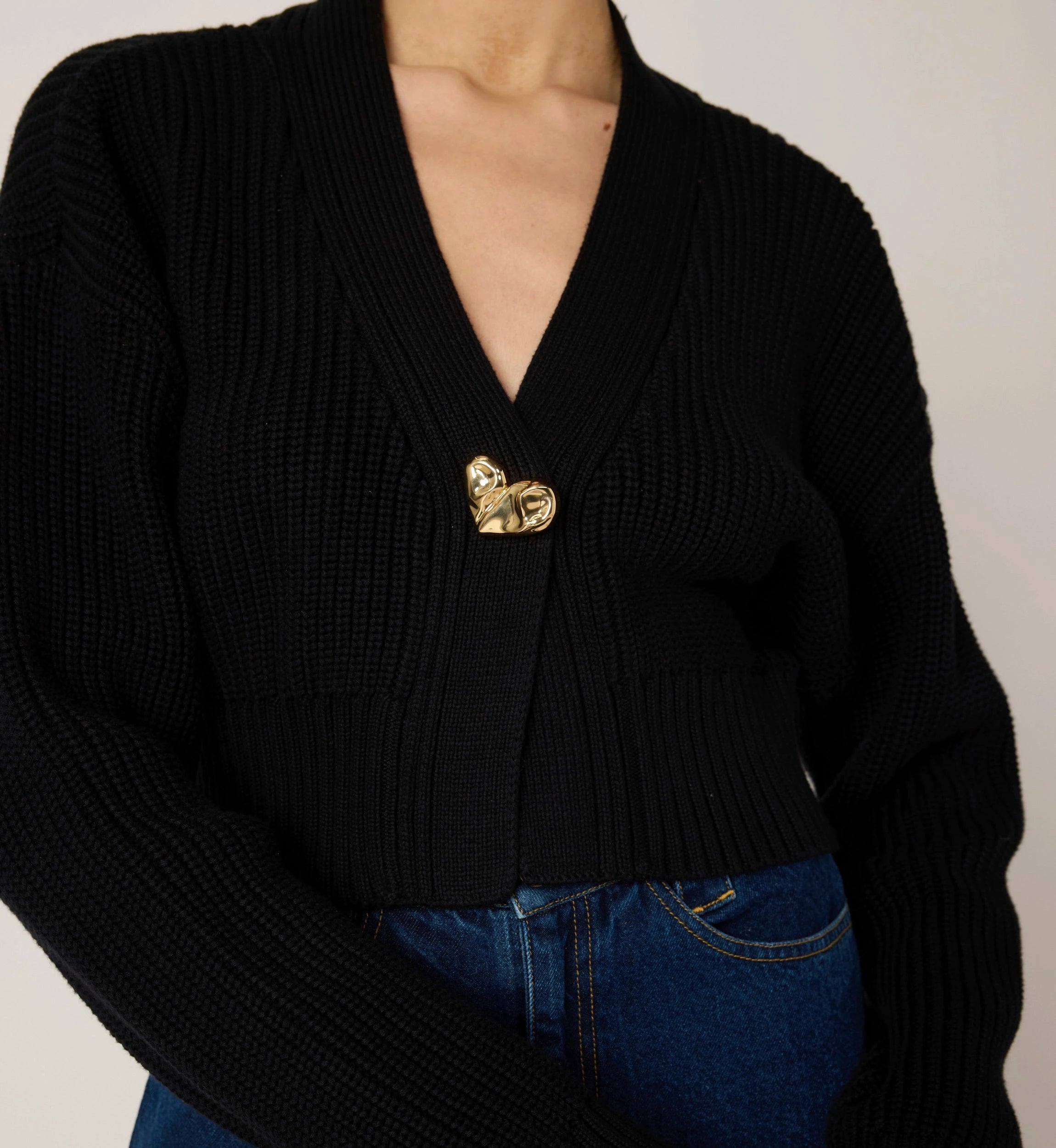 Heart Sweater Cardigan | Black – Cleobella Heart Sweater Cardigan | Black – Cleobella