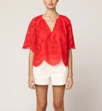 Lulu Blouse | Poppy Red Tops Cleobella