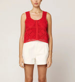 Miyuki Crochet Top | Poppy Red Tops Cleobella