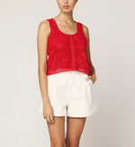 Miyuki Crochet Top | Poppy Red Tops Cleobella