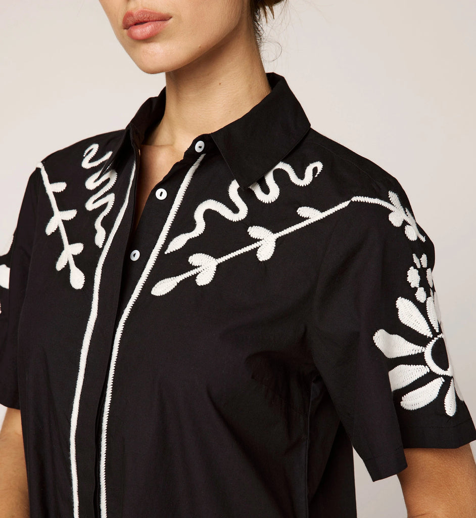 Riya Mini Dress | Black/Ivory Dresses Cleobella