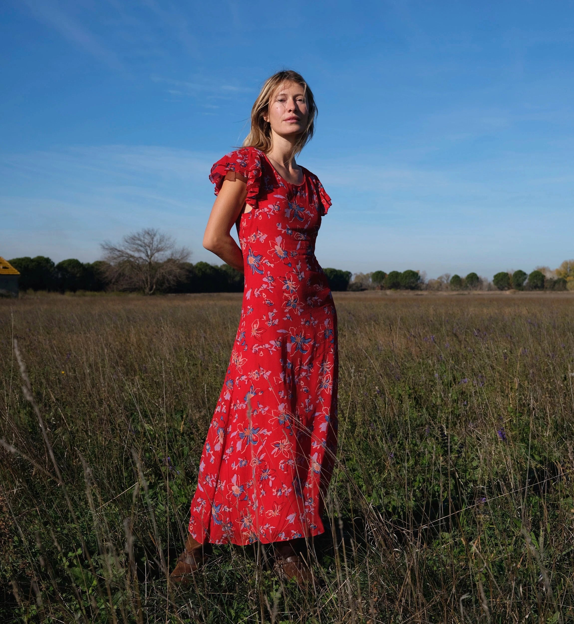 Roxanne Ankle Dress | Fiore Rosso L Roxanne Ankle Dress | Fiore Rosso L