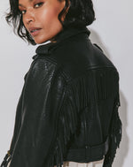 Fringe Leather Jacket | Black Jackets Cleobella