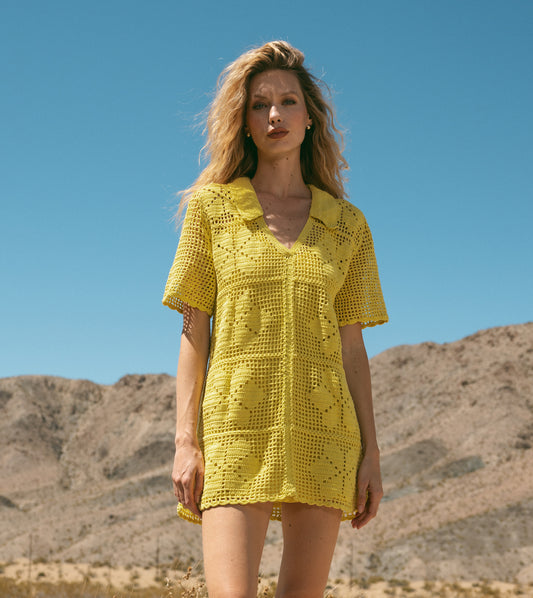 Ileana Crochet Mini Dress | Yellow