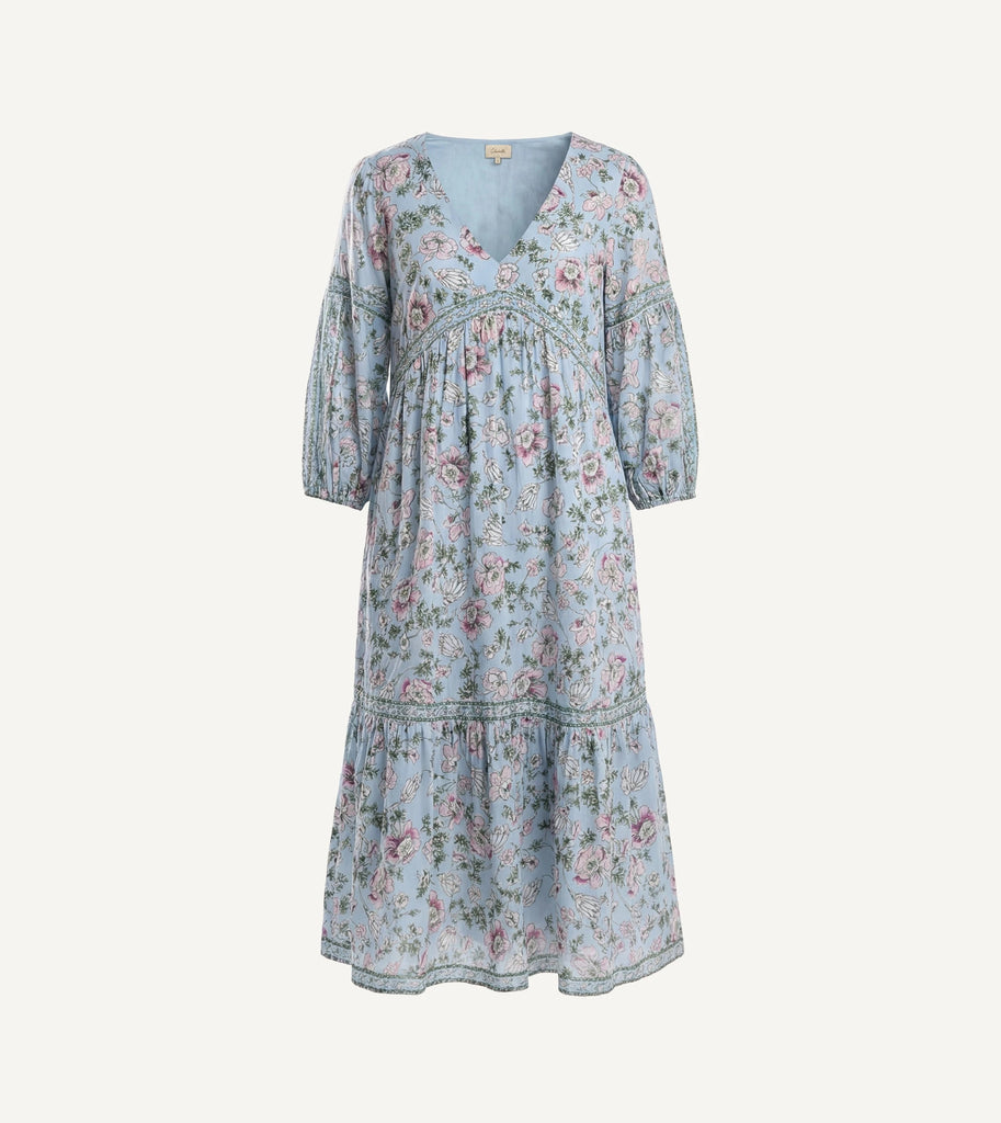 flora midi dress Farm Rio, Flora Tile floral Linen Midi dress, Women, White, S, Dresses