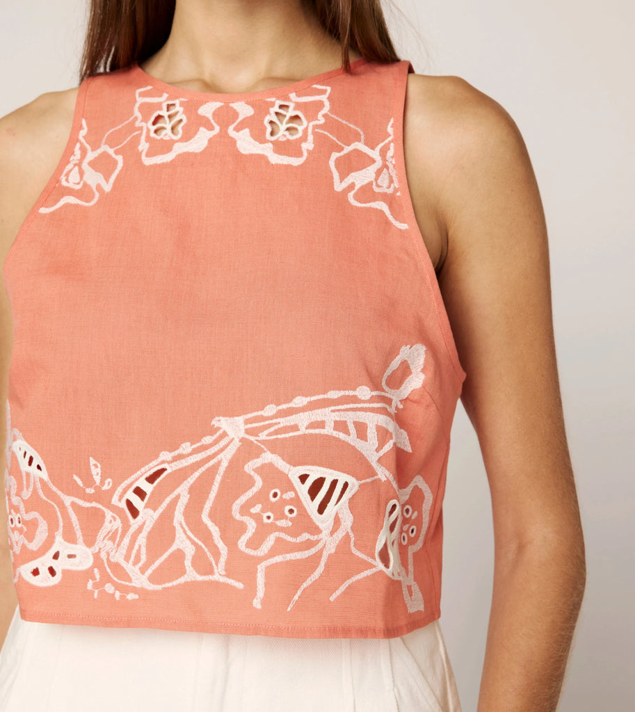 Attina Top | Coral Peach/Ivory Tops Cleobella 