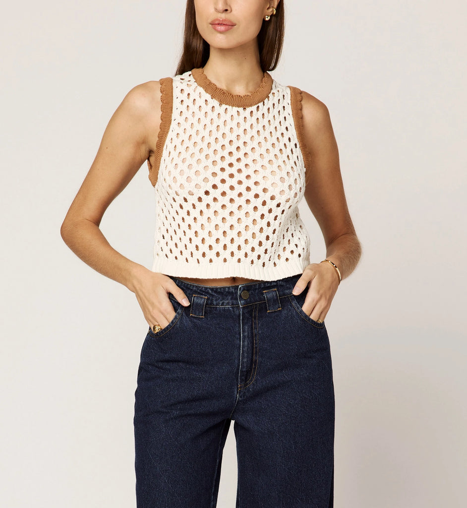 Brownwyn Sweater Top | Ivory/Brown Tops Cleobella 