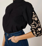 Clarissa Blouse | Black/Ivory Tops Cleobella 