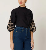 Clarissa Blouse | Black/Ivory Tops Cleobella 