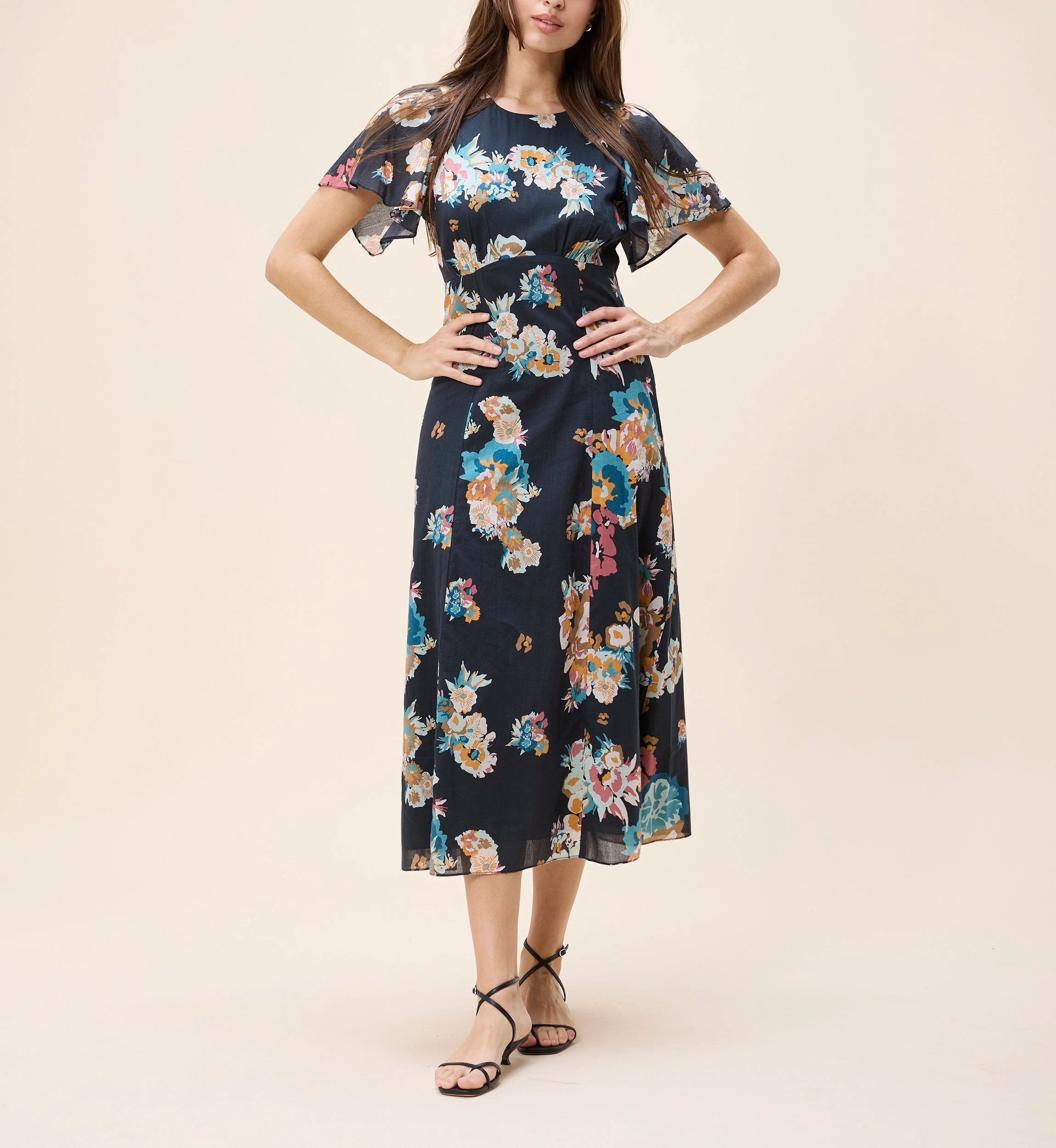 elan midi dress Elan Midi Woven & Knit Mix Dress Large