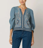 Farrah Blouse | Cardamom Blue Tops Cleobella 