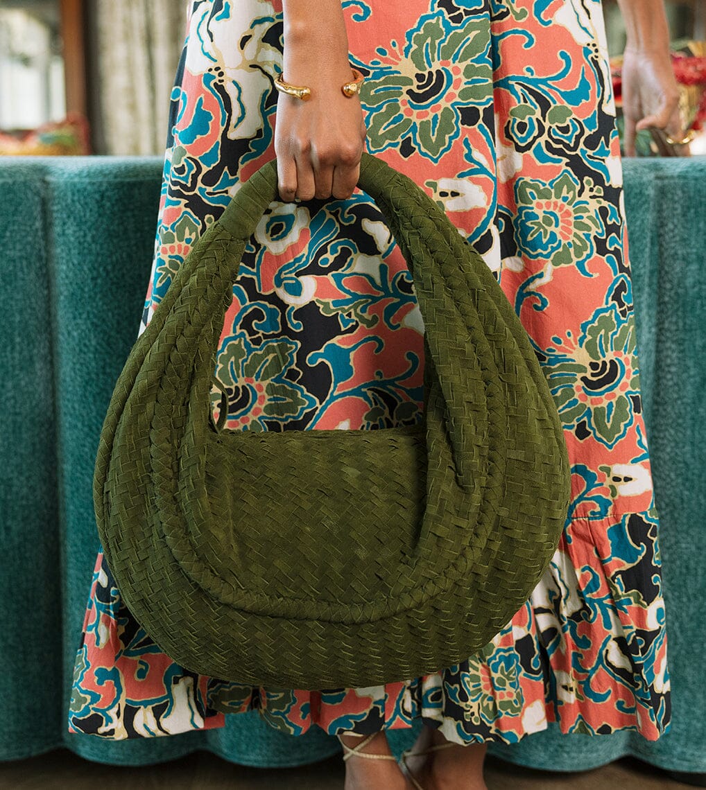 Green suede hotsell hobo bag