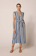 Lani Midi Dress | Vecchio Stripe Blue Dresses Cleobella 
