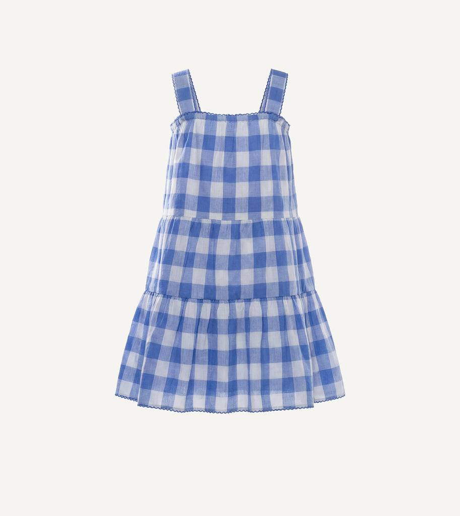 Littles Sunflower Dress | Blue Bonnet Gingham Cleobella 