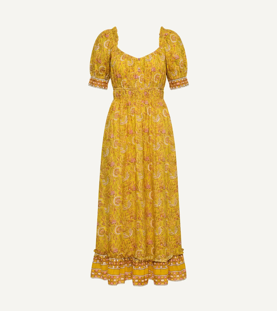 Marcella Ankle Dress | Wildflower Citrus – Cleobella