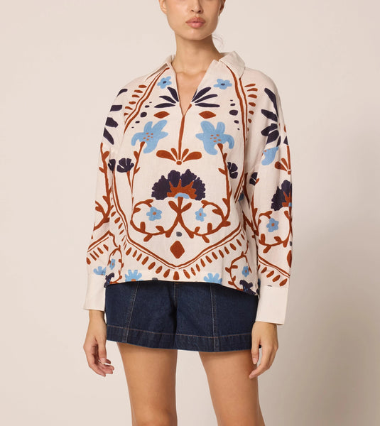 Hアポリナ Apolina Bettina Blouse-MiaDRIED Cotton woven embroidered blouse vintage inspired child. – Apolina