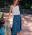 Noa Midi Skirt | Blue Florabella Bottoms Cleobella 