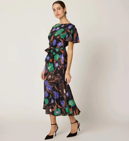 lace boho midi dress Scallop Lace Sleeve Midi Dress for Women