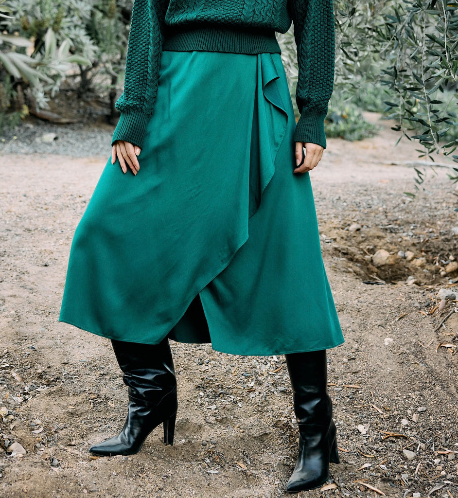 Regina Midi Skirt | Forest Green Bottoms Cleobella 