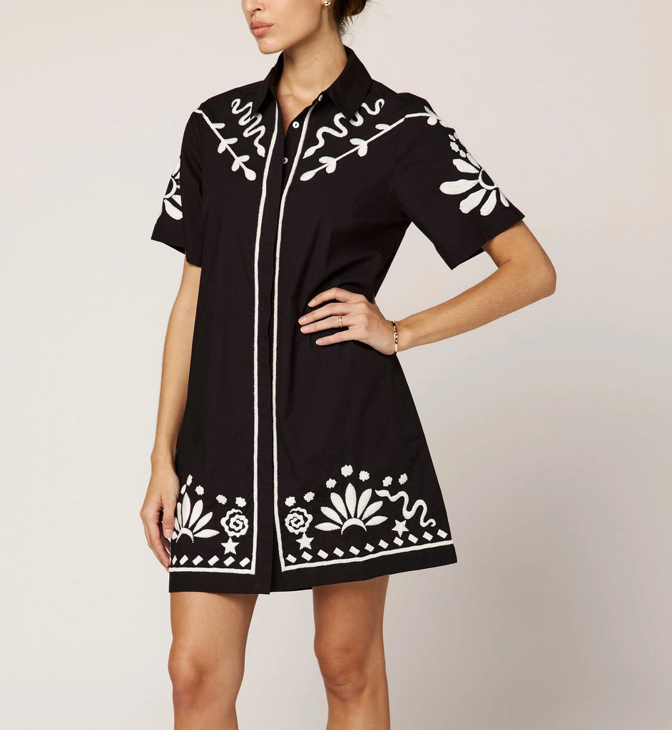 Riya Mini Dress | Black/Ivory Dresses Cleobella 