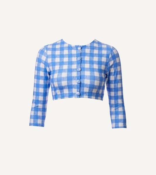 Skye Rashguard | Blue Bonnet Gingham Swim-Top Cleobella 