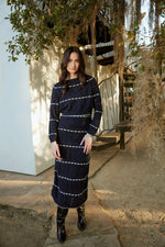 Skylar Midi Dress | Dark Blue/Ivory Dresses Cleobella 