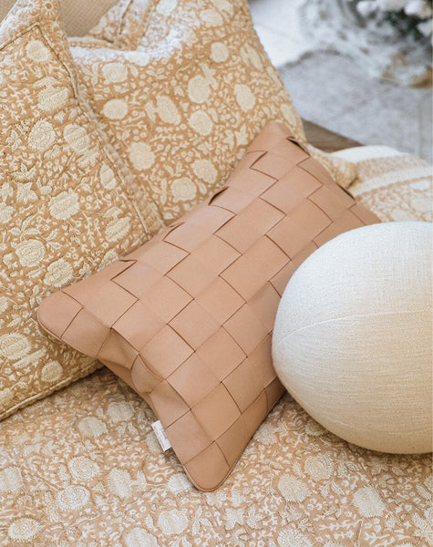 Leather lumbar pillow sale