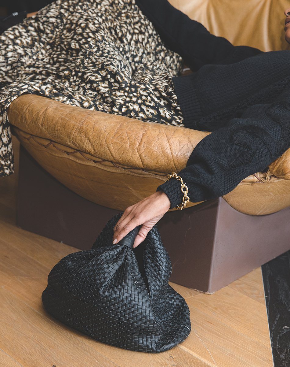 cleobella black leather backpack Shop Nia Handbag Black Woven
